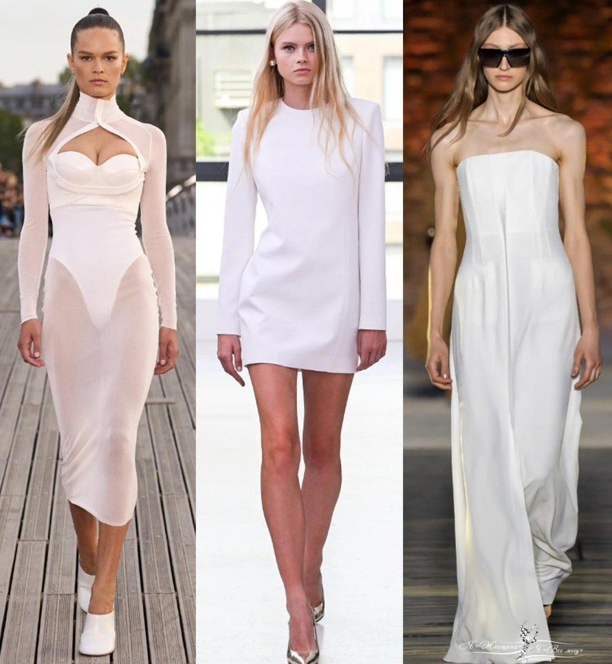 Белое платье в стиле минимализм