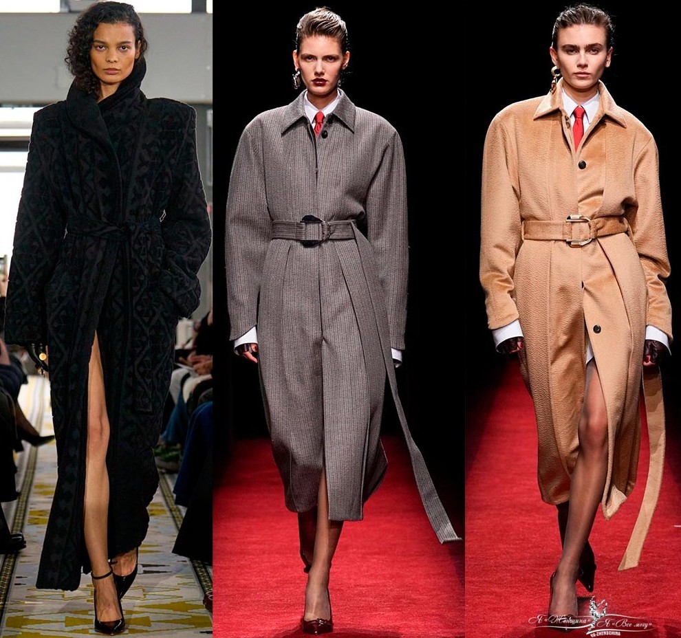 Пальто с поясом